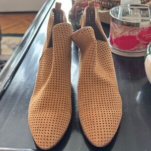 Sam Edelman Tan Perforated Ankle Booties